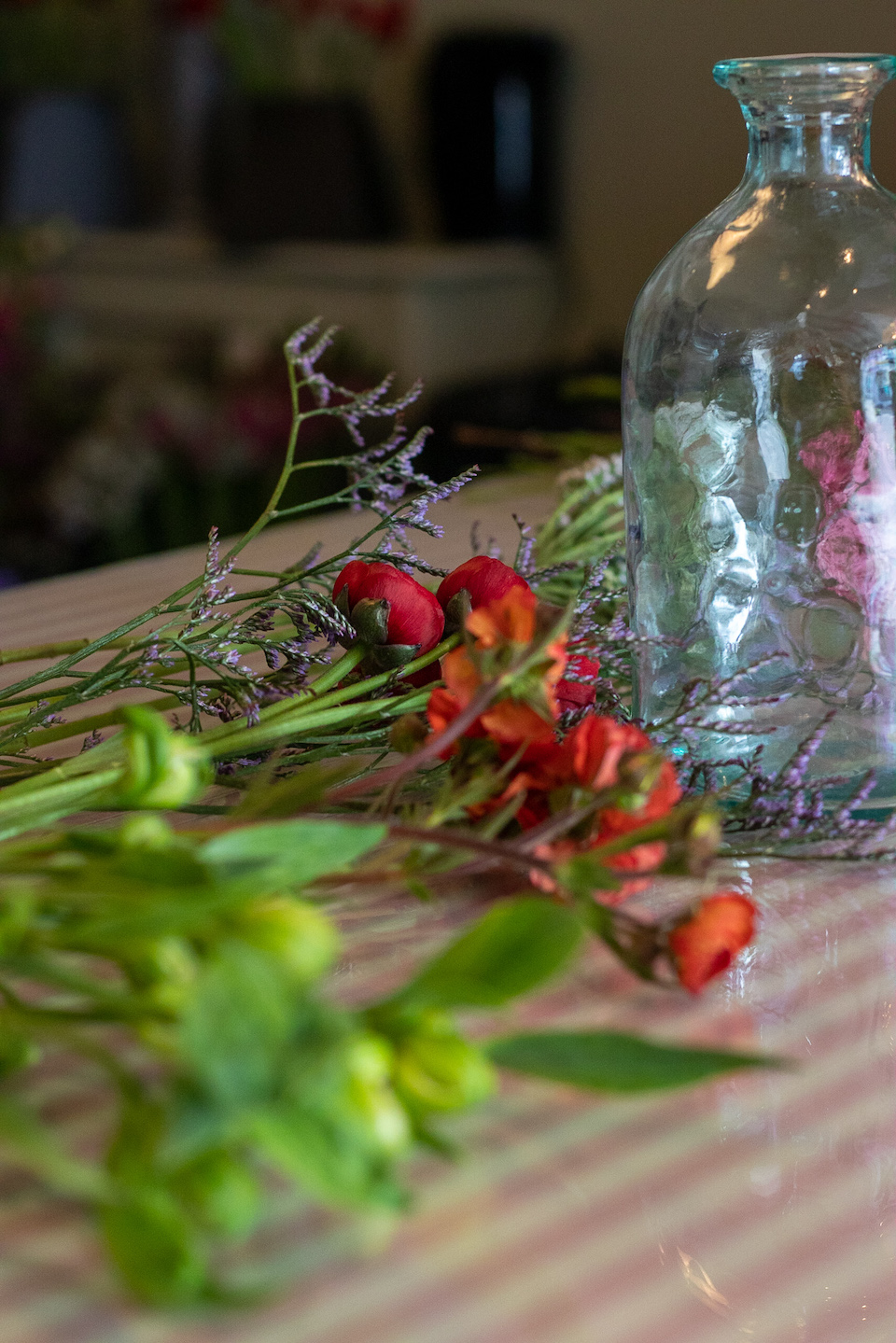 red flowers with vase